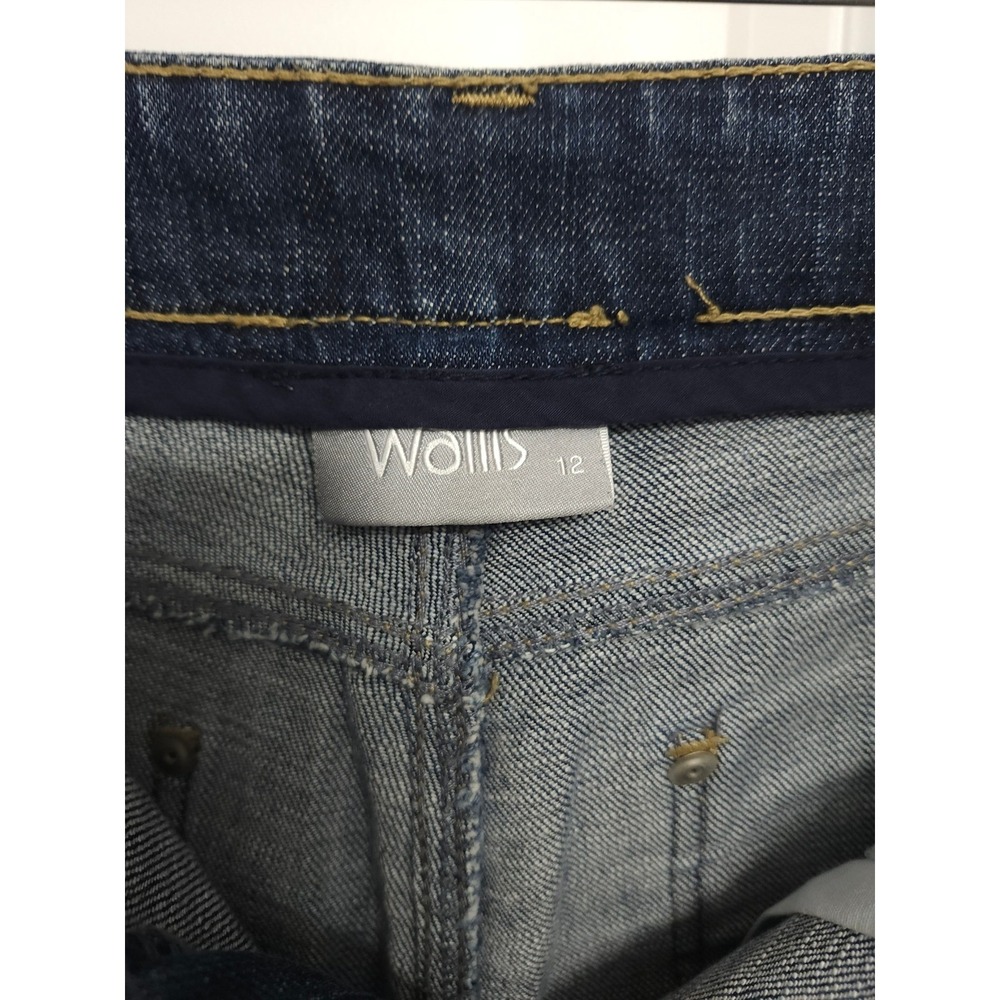 Wallis Womens 12 Dark Wash Rhinestone Embellished Straight Leg Jeans Blue - Picture 9 of 12